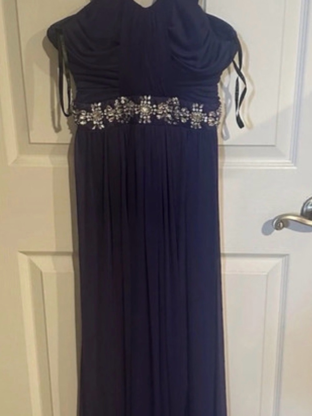 B Darlin Women's Purple Criss-Cross Straps Prom Dress Lined